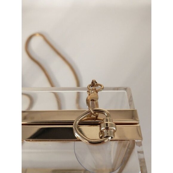 Transparent Acrylic Clutch Purse With Gold Chain Strap & Clasp - Picture 11 of 11